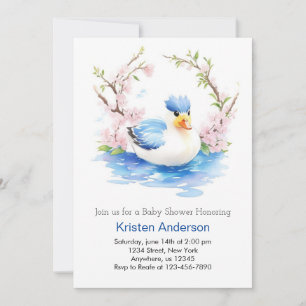 Duckling Enchanted Watercolor Boy Baby Shower Einladung