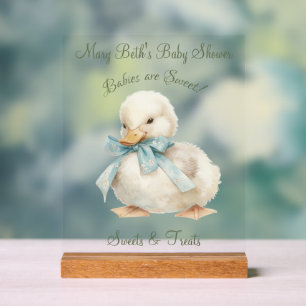 Duckling mit Ribbon Baby Dusche Süßigkeiten & Leck Acrylschild