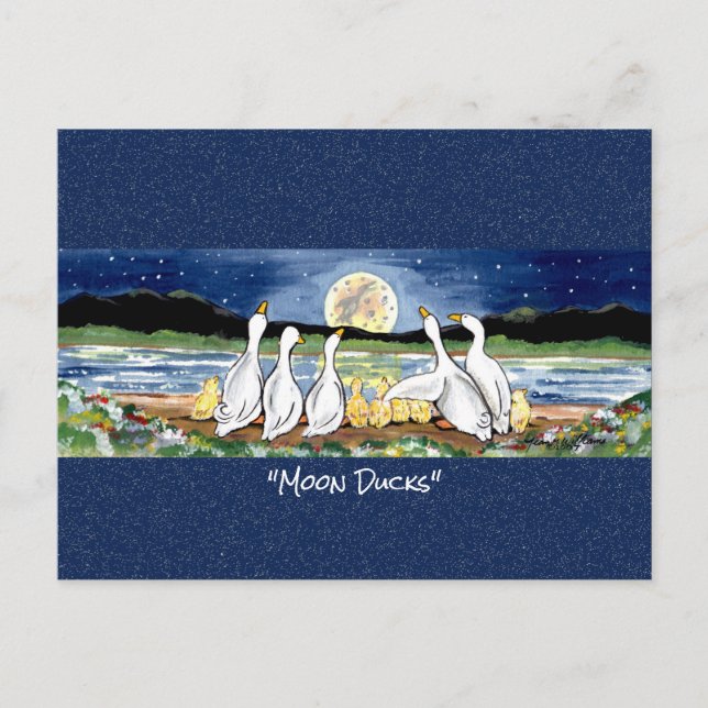 Duckling Moon Whimsical Watercolor Postkarte (Vorderseite)