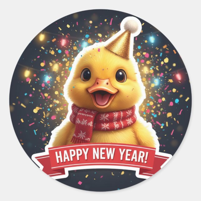 Duckling New Year Celebration Sticker (Vorderseite)