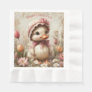 Duckling Oaster Pink Bonnet Tulips Daisis Serviette