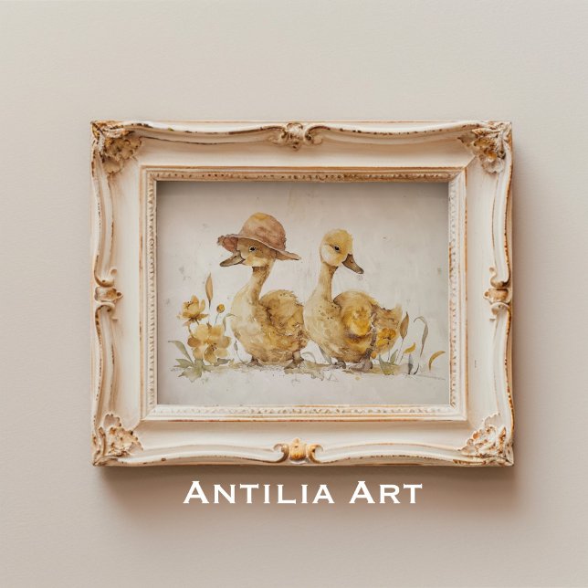 Duckling Watercolor Painting Duck Farm Animal Poster (Von Creator hochgeladen)