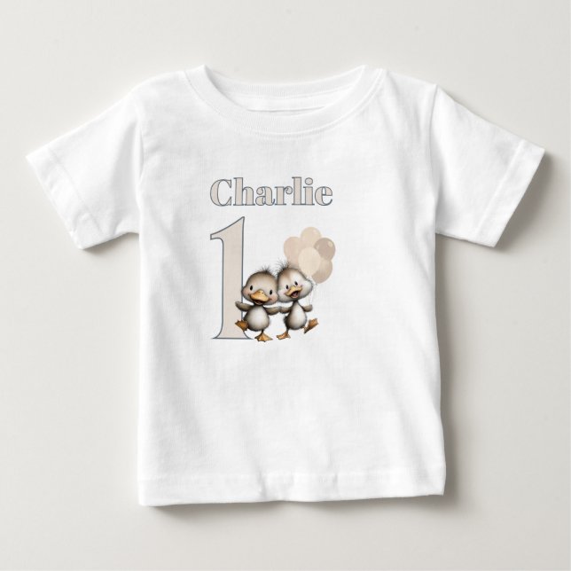 Ducklings Dancing 1st Birthday Celebrations! Baby T-shirt (Vorderseite)