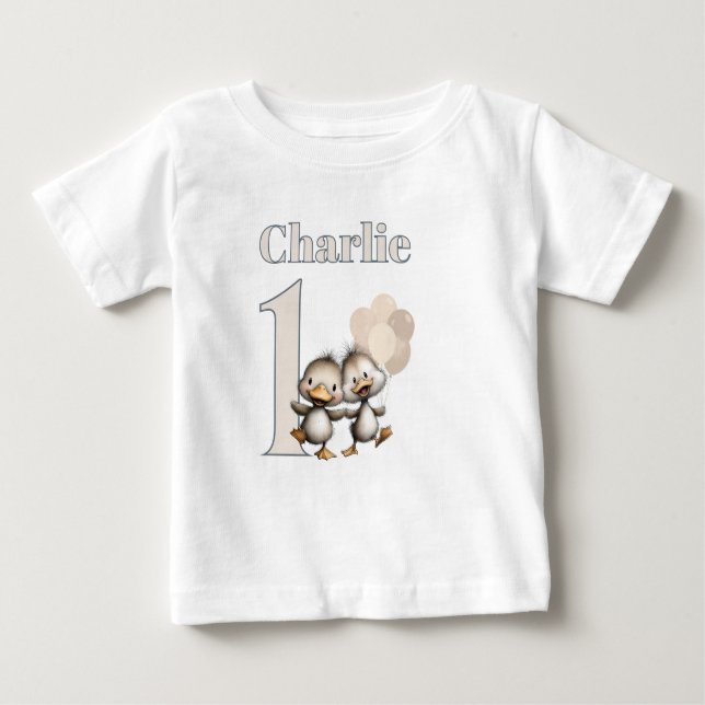 Ducklings Dancing 1st Birthday Celebrations! Baby T-shirt (Vorderseite)