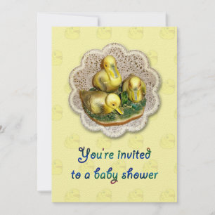 Ducklings Figurine Baby Dusche Einladung
