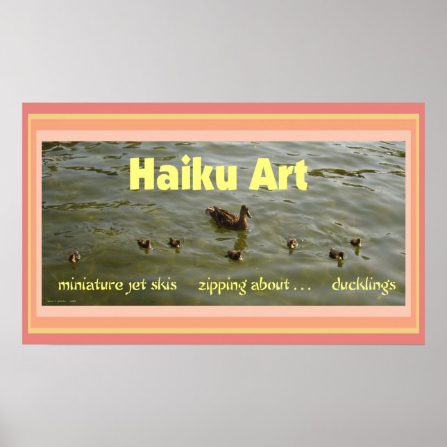 Ducklings Haiku Art Print Poster (Vorne)