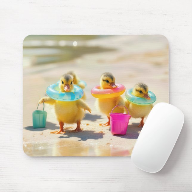 Ducklings mit Strandspielzeug Mousepad (Mit Mouse)