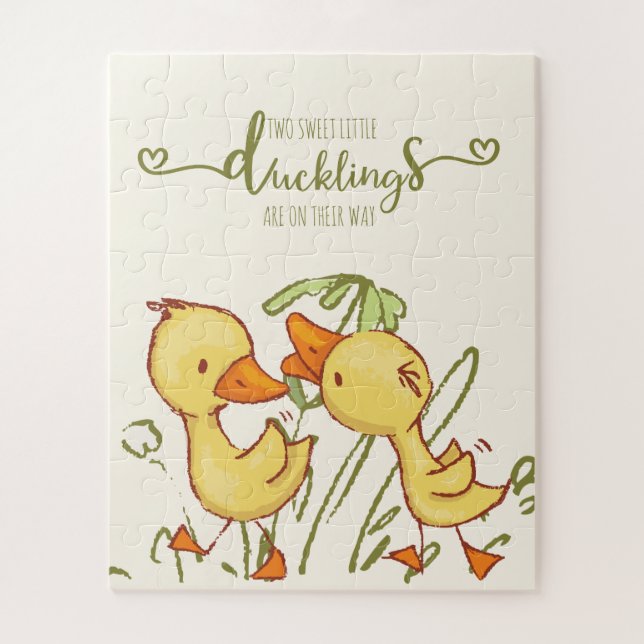 Ducklings Twins Baby Dusche Puzzle (Vertikal)