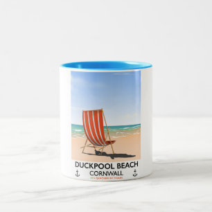 Duckpool Beach Cornwall Reiseplakat Zweifarbige Tasse