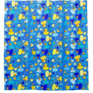 Ducks-and-Dots-Style 3 Blue 3-DUSCHE CURTAIN Duschvorhang