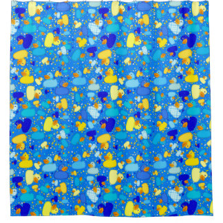 Ducks-and-Dots-Style 3 Blue 3-DUSCHE CURTAIN Duschvorhang
