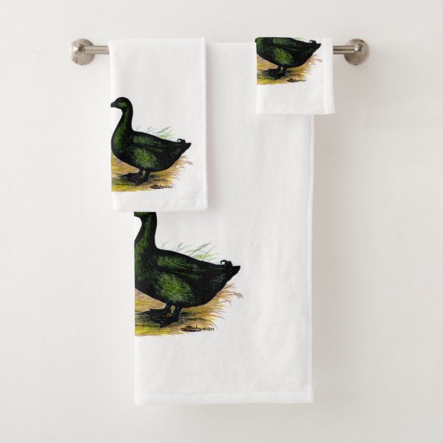 Ducks:  Cayuga Pair Badhandtuch Set (Insitu)