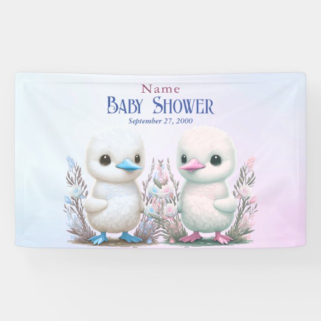 Ducks Floral Baby Dusche Willkommen Banner (Horizontal)