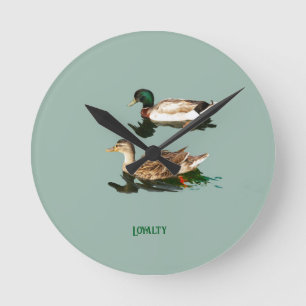 Ducks mallards runde wanduhr
