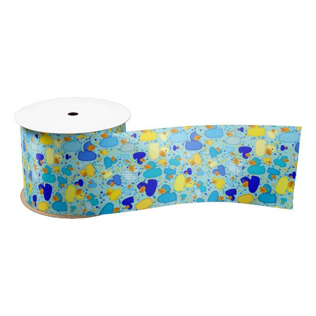 Ducks-n-Dots-Style-3-blau 1-SATIN RIBBON SPOOL Satinband (Spule)