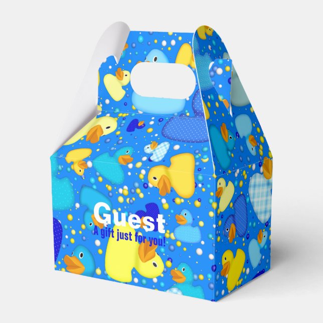 Ducks-n-Dots-Style-3-blau, 3-GABLE-FAVOR-BOX Geschenkschachtel (Vorderseite)