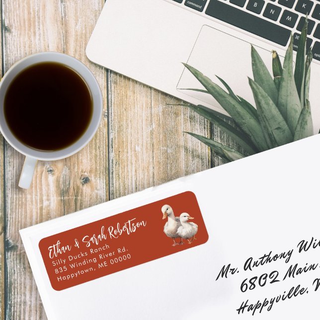 Ducks Return Address Labels Rust Orange (Von Creator hochgeladen)