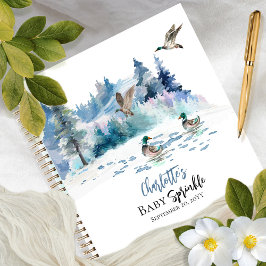 Ducks Woodland Forest Boy Baby Sprinkle Gästebuch Notizbuch