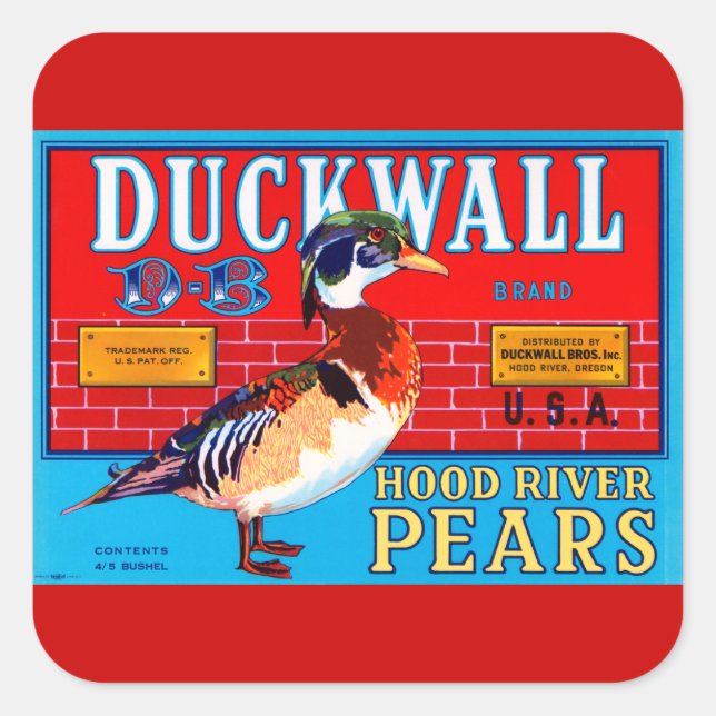 Duckwall Hood River Pears Quadratischer Aufkleber (Vorderseite)