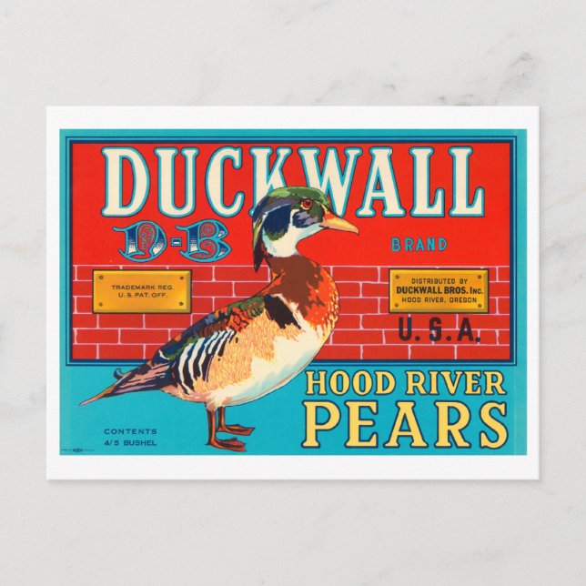 Duckwall Hood River Peers Vintag Crate Label Postkarte (Vorderseite)