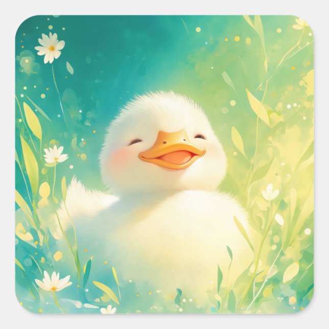 Ducky Days of Joy Quadratischer Aufkleber (Vorderseite)