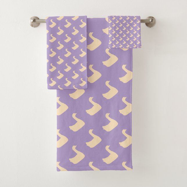 Ducky Duck Diagonal Lilac Badhandtuch Set (Insitu)
