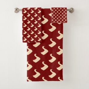 Ducky Duck Diagonale Kinder Dk Rot Badhandtuch Set