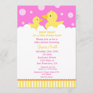 Ducky Enten-Babyparty-Gummieinladung für Mädchen Einladung