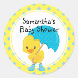 Ducky mit Umbrella Baby Dusche Runder Aufkleber