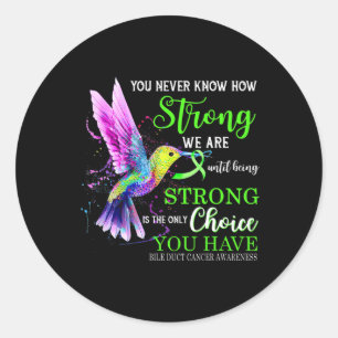 Duct Cancer Awareness Green Strong Hummingbird Runder Aufkleber