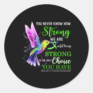 Duct Cancer Awareness Green Strong Hummingbird Runder Aufkleber