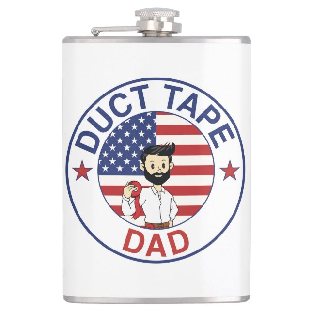 Duct Tape Dad - Flasche mit Vinylfolie umwickelt Flachmann (Vorderseite)