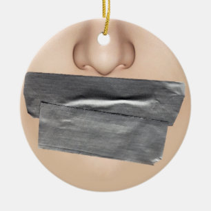 Duct Tape Mouth Keramik Ornament