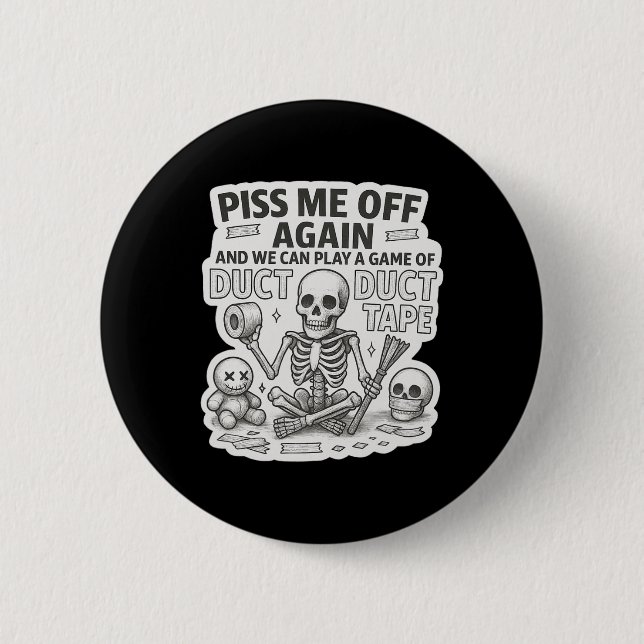 Duct Tape Skeleton Funny Sarcastic Halloween Button (Vorderseite)