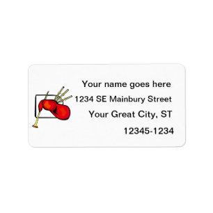 Dudelsack-, Roter und Braunergrafischer Adressaufkleber