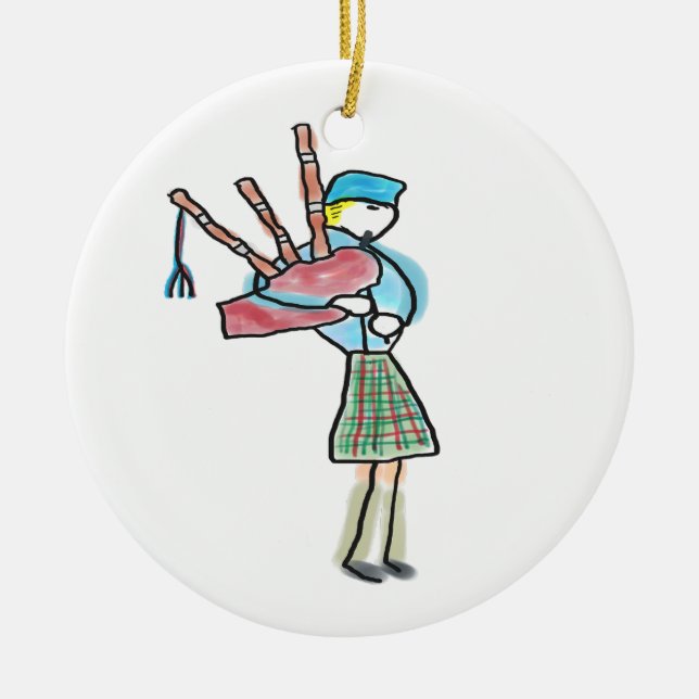 Dudelsack spielen keramik ornament (Vorne)