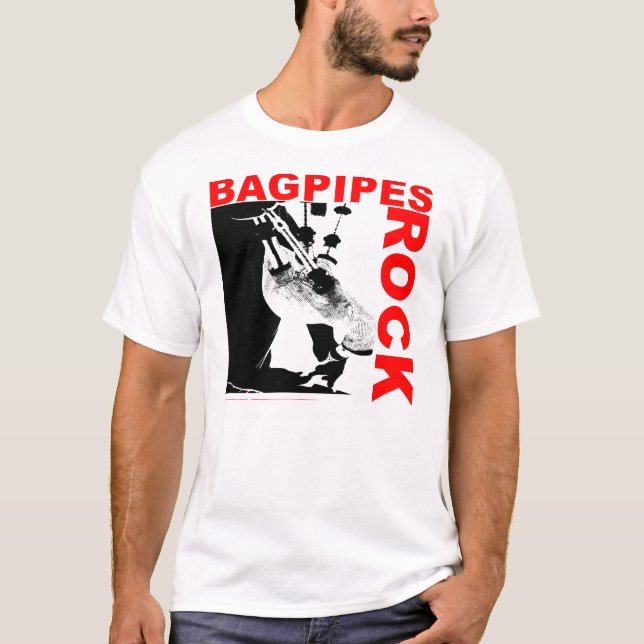 Dudelsackfelsen auf weißem T-Shirt (Vorderseite)