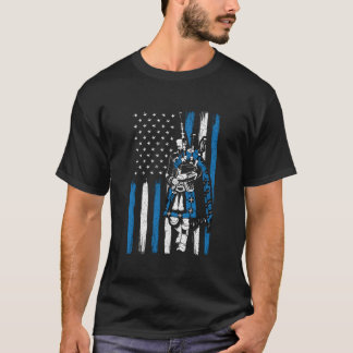 Dudelsackpfeifer auf uns Flagge Taschendudelsack D T-Shirt