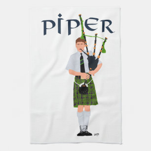 Dudelsackpfeifer - Grüner Kilt Handtuch