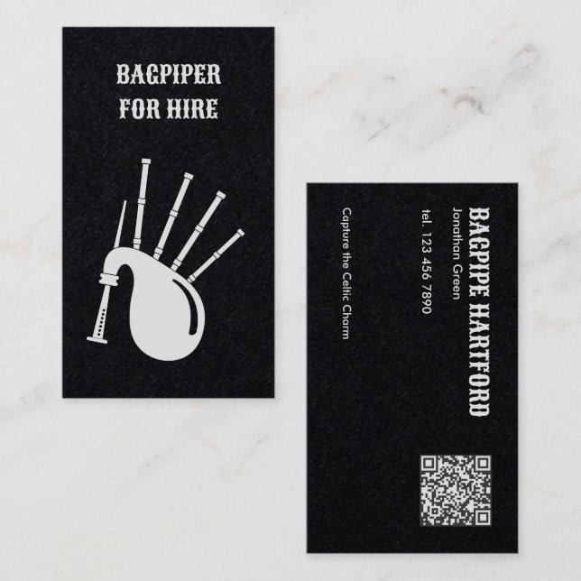 Dudelsackspielen QR-Code Visitenkarte (Vorne/Hinten)