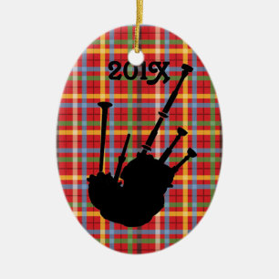 Dudelsackspielerpersonalisierter Bagpipe-karierte Keramik Ornament