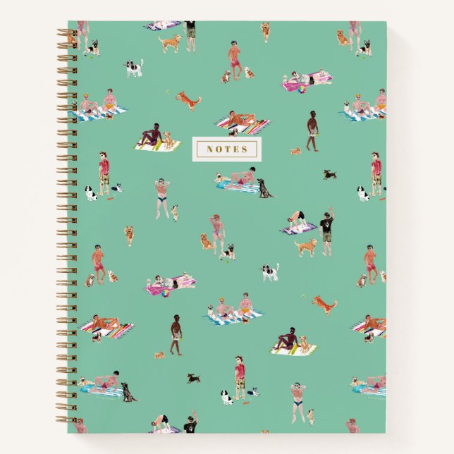 DUDES und HUNDE STRAND Minze Notizbuch (Vorderseite)