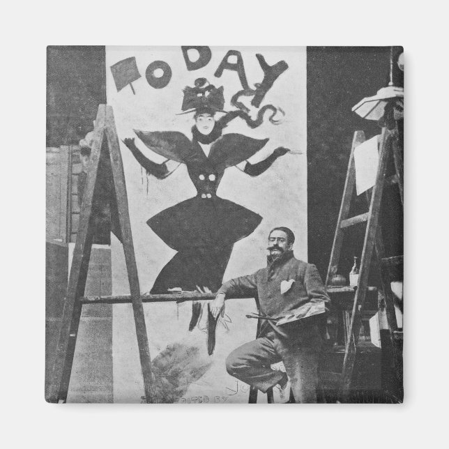 Dudley Hardy malt ein Poster Magnet (Vorne)