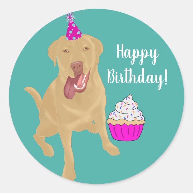 Dudley Labrador Birthday Classic Round Sticker (Vorderseite)