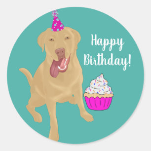 Dudley Labrador Birthday Classic Round Sticker