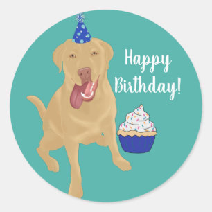 Dudley Labrador Birthday Runder Aufkleber