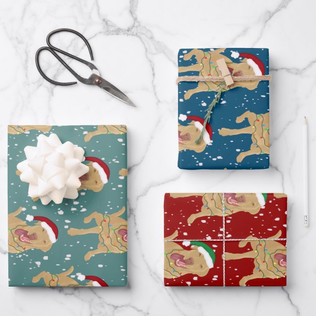 Dudley Labrador Christmas  Geschenkpapier Set (Vorderseite)
