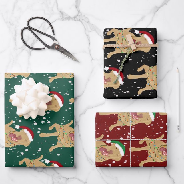 Dudley Labrador Christmas Geschenkpapier Set (Vorderseite)