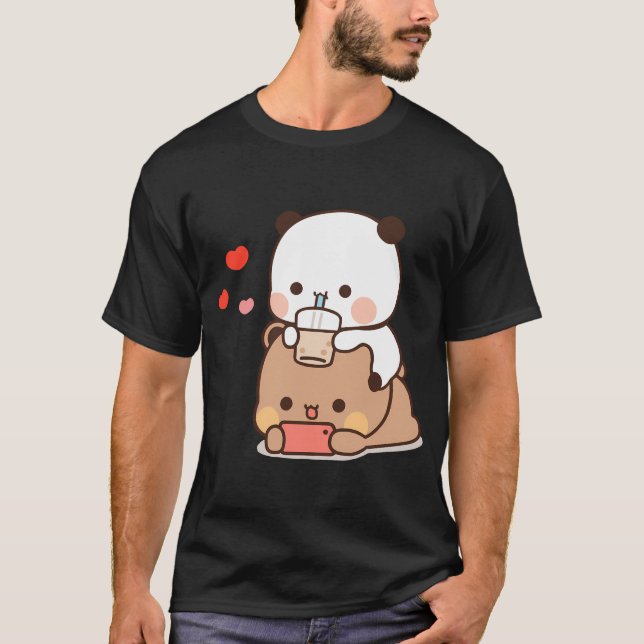 Dudu Bear und Bubu Panda Genuss Zeit zusammen -  T-Shirt (Vorderseite)