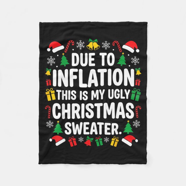 Due To Inflation Ugly Christmas Sweater Shirt Men  Fleecedecke (Vorderseite)